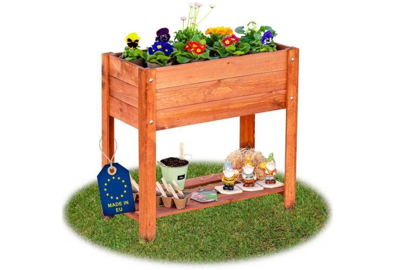 ITA Hochbeet Hochbeet 80x37x78 cm mit 1 Ebene und Ablage Gartenbeet Kräuterbeet (1 St), Wetterfest, mit Innenfolie, für Garten, Terrasse, Balkon von ITA