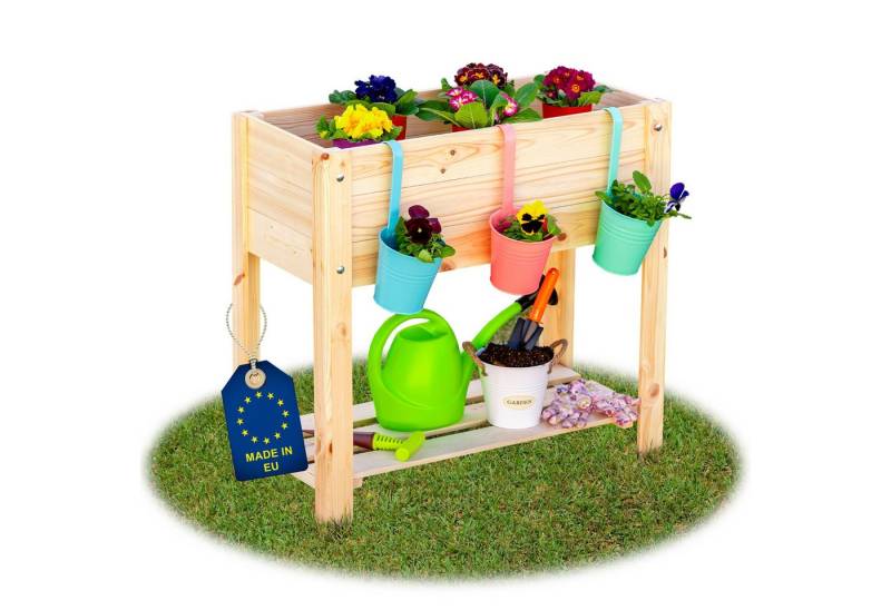ITA Hochbeet Hochbeet 80x37x78 cm mit 1 Ebene und Ablage Gartenbeet Kräuterbeet (1 St), Wetterfest, mit Innenfolie, für Garten, Terrasse, Balkon von ITA