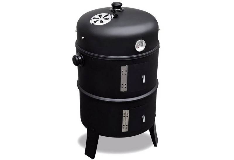 ITA Kombigrill Räuchergrill 3in1 Multifunktional - Grillen, Räuchern, Garen - Smoker, Modularer Holzkohlegrill Grilltonne mit Thermometer & Luftabzug von ITA