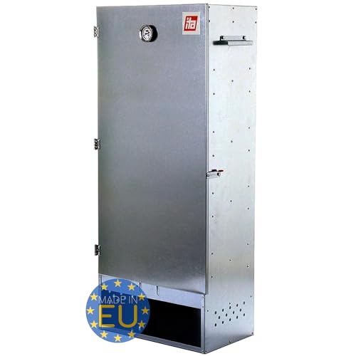 ITA Räucherofen 7003 - Premium XL Räucherschrank mit 3 Etagen 111 cm - Legierter Stahl - Qualität Made In EU Direkt vom Hersteller – Smoker zum Kalträuchern & Heißräuchern – Für bis zu 13kg Fleisch von ITA