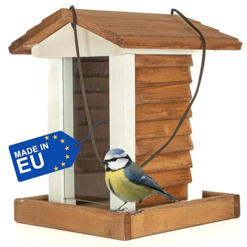 ITA Vogelfutterhaus Leckerbissen 20x20x26,5 cm aus Holz - Vogelhaus zum Aufhängen - Vogelfutterspender für Wildvögel - Wetterfest, Stabil, Robust - Vogelfutterstation mit Fenster aus Acrylglas ITA Vogelfutterhaus Leckerbissen 20x20x26,5 cm aus Holz - Vogelhaus zum Aufhängen - Vogelfutterspender für Wildvögel - Wetterfest, Stabil, Robust - Vogelfutterstation mit Fenster aus Acrylglas von ITA