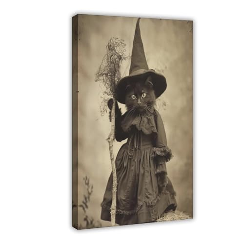 ITADGF Poster, Motiv: Katze, Hexe, schwarze Katze, Halloween, Katze, Hexe, Vintage, dunkle Akademie, Gothic, Leinwanddruck, Bild, Gemälde, 20 x 30 cm ITADGF Poster, Motiv: Katze, Hexe, schwarze Katze, Halloween, Katze, Hexe, Vintage, dunkle Akademie, Gothic, Leinwanddruck, Bild, Gemälde, 20 x 30 cm von ITADGF