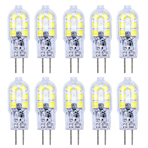 ITALASA 10er Pack G4 LED Lampen 2W G4 LED Leuchtmittel 12 SMD 2835 LEDs Kaltweiß 6000K LED Birnen kein Flackern 200LM ersetzen 20W Halogen AC/DC 12V Nicht Dimmbar, kleine Glühbirnen von ITALASA