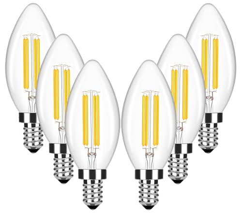 ITALASA E14 LED Warmweiss 2700K,ersetzt herkömmliche 40W Glühbirnen,4W Lampe in Kerzenform,Filament Glas,Vorteilspack mit 6 Leuchtmittel von ITALASA