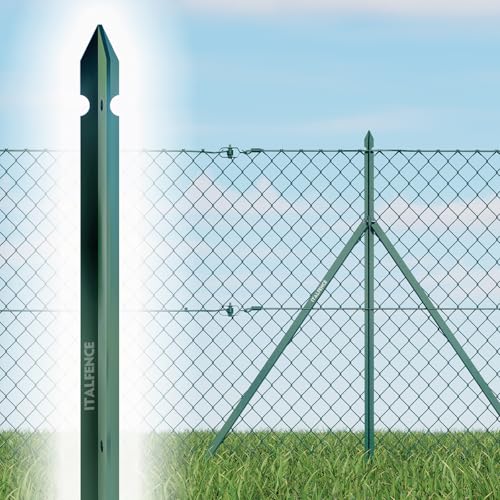 Italfence - T-Profil Zaunpfosten 25er-Set grün pulverbeschichtet aus Stahl für Maschendrahtzaun (verschiedene Höhen) [H 200cm, 35x35x3,5mm] von ITALFENCE