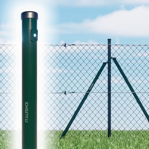 Italfence - Zaunpfosten 25er-Set grün pulverbeschichtet aus Stahl für Maschendrahtzaun (verschiedene Höhen) [H 200cm, Ø38mm] von ITALFENCE
