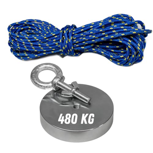 ITALFITMAGNETI | Angelmagnet Set mit Öse und Seil (20 m) - Stärke 480,00 kg - Durchmesser 97 mm x Dicke 20 mm Loch M10 zum Schrauben von ITALFIT MAGNETI S.R.L.