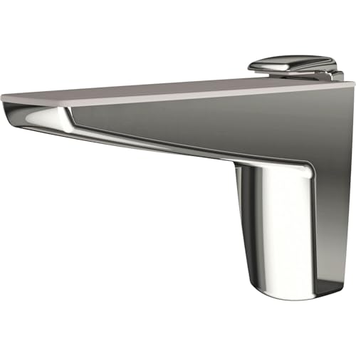 ITALIANA FERRAMENTA 16228010KB Tablartr,4-25mm-Gl.Chr. -Paar Italiana Wandkonsole Moon S-Klemmträger für Glas, Holz und Kunststoff Materialstärke 4-25mm Regalbodenhalter, Zinkdruckguss verchromt von ITALIANA FERRAMENTA