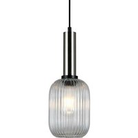 Antiola - Modernes hängendes hängendes Satin Nickel 1 Licht mit klarem Schatten, E27 - Italux von ITALUX