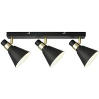 Biagio - Industrie- und Retro-Wandleuchte Schwarz Matt, Gold 3 Light mit Schwarz Matt, Weißer Schirm, E14 - Italux von ITALUX