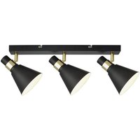 Biagio - Industrie- und Retro-Wandleuchte Schwarz Matt, Gold 3 Light mit Schwarz Matt, Weißer Schirm, E14 - Italux von ITALUX