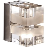 Cubric - Moderne Wandleuchte Chrom 2 Licht mit Glas, weißer Streifenschirm G4 - Italux Cubric - Moderne Wandleuchte Chrom 2 Licht mit Glas, weißer Streifenschirm G4 - Italux von ITALUX