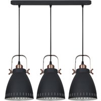 Italux - Franklin - Industrieller und Retro hängender hängender Graphit, rotes Kupfer 3 Licht mit Graphitschirm, E27 von ITALUX