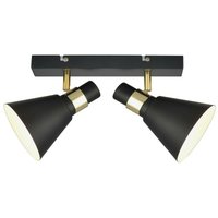 Biagio - Industrie- und Retro-Wandleuchte Black Matt, Gold 2 Light mit Black Matt, White Shade, E14 - Italux von ITALUX