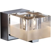 Italux - Cubric - Moderne Wandleuchte Chrom 1 Leuchte mit Glas, weißer Streifenschirm G4 von ITALUX