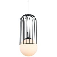 Matty - Modern Hanging Pendant Black 1 Light mit schwarzem, weißem Farbton, E27 - Italux von ITALUX