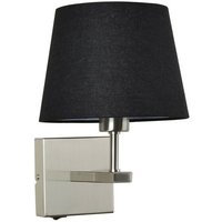 Norte - Moderne Nachttischlampe Nickel 1 Light mit schwarzem, rundem Schirm, E27 - Italux von ITALUX