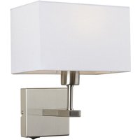 Italux - Norte - Moderne Nachttischlampe Nickel 1 Light mit weißem, rechteckigem Schirm, E27 Italux - Norte - Moderne Nachttischlampe Nickel 1 Light mit weißem, rechteckigem Schirm, E27 von ITALUX
