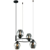 Italux - Roxane - Modern Hanging Pendant Black 4 Light mit rauchigem Graphitschirm, E27 von ITALUX