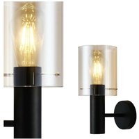 Sardo - Moderne Wandleuchte Schwarz 1 Leuchte mit Bernsteinschirm, E27 - Italux Sardo - Moderne Wandleuchte Schwarz 1 Leuchte mit Bernsteinschirm, E27 - Italux von ITALUX