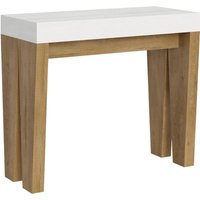 Ausziehbare Konsole 90x40/300 cm Spimbo Mix weiße Eschenplatte – Struktur aus Natureiche Ausziehbare Konsole 90x40/300 cm Spimbo Mix weiße Eschenplatte – Struktur aus Natureiche von ITAMOBY