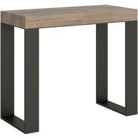 Ausziehbare Konsole 90x40/300 cm Tecno Quercia Natura Anthrazitrahmen von ITAMOBY