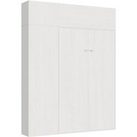 Bett 140 Kentaro Esche weiß mit Säule – Oberlichtschrank – Oberschrank über Säule Klappbett - Itamoby von ITAMOBY