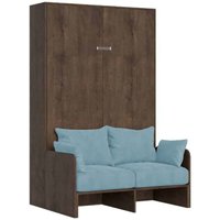 Kentaro 140 cm französisches Klappbett für Doppelbett mit Walnuss-Sofa, hellblau von ITAMOBY