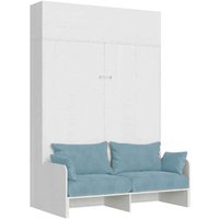 Kentaro 160 cm Klappbett für Doppelbett mit Sofa und Schrankwand aus weißer Esche, hellblau Kentaro 160 cm Klappbett für Doppelbett mit Sofa und Schrankwand aus weißer Esche, hellblau von ITAMOBY