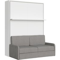 Vertikales französisches Klappbett Versia Sofà 140 mit weißem Sofa und Regal von ITAMOBY
