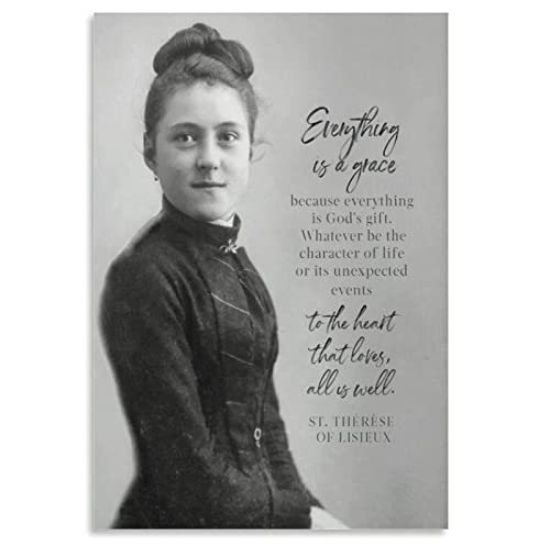 Foto Schwarz Weiß Wandbild St. Therese Von Lisieux Alles Ist Eine Gnade. Katholischer Heiliger Zitatposter Konfirmationsgeschenk, 30 X 40 Cm Ohne Rahmen Wandkunst Leinwand Malerei Nordic Poster Und von ITAWS