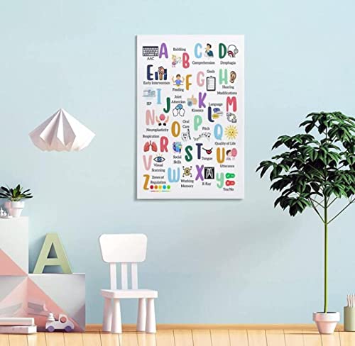 ITAWS Foto Schwarz Weiß Wandbild Logopädie-Poster Abcs Der Logopädie, Druck, 50 X 70 Cm, Ohne Rahmen Wandkunst Leinwand Malerei Nordic Poster Und Druck Vintage von ITAWS