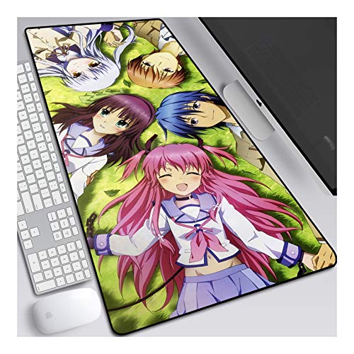 Mauspad Engel schlägt Anime Mauspad Gemütlich Mousepad 900x400mm Mikrofaser Verbessert Geschwindigkeit und Präzision, rutschfest Gummierte Unterseite Waschbar Verschleißfest,Für Desktop PC, A von ITBT