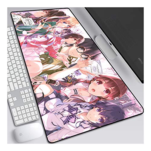 ITBT Mauspad Hostess entwickelt Anime Extended XXL Mousepad, Speed ​​Gaming Mausmatte, 800x300mm großes Anime Mousepad mit Rutschfester Gummibasis, 3mm genähte Kanten, für Computer-PC, D. von ITBT