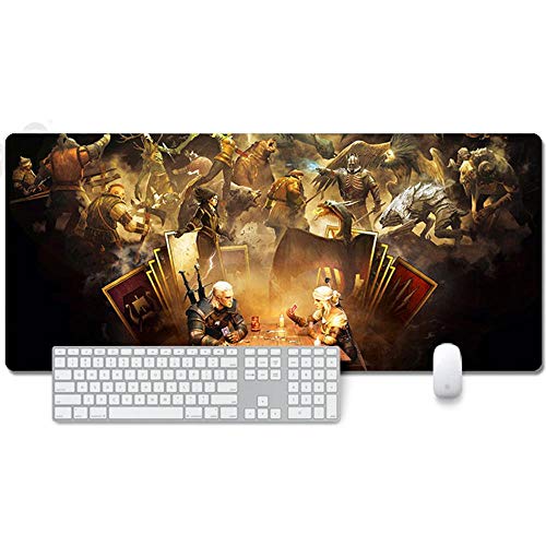 Mauspad Witcher 3 Anime Mauspad Gemütlich Mousepad 900x400mm Mikrofaser Verbessert Geschwindigkeit und Präzision, rutschfest Gummierte Unterseite Waschbar Verschleißfest,Für Desktop PC, R von ITBT