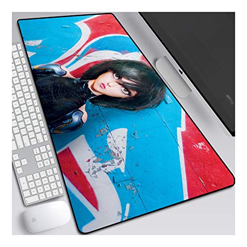 Mauspad Battle Angel Alita Anime Mauspad Gemütlich Mousepad 900x400mm Mikrofaser Verbessert Geschwindigkeit und Präzision, rutschfest Gummierte Unterseite Waschbar Verschleißfest,Für Desktop PC, A von ITBT