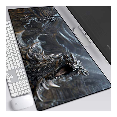 Mauspad The Elder Scrolls Anime Mauspad Gemütlich Mousepad 900x400mm Mikrofaser Verbessert Geschwindigkeit und Präzision, rutschfest Gummierte Unterseite Waschbar Verschleißfest,Für Desktop PC, F von ITBT