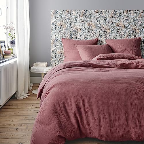 ESSIX Bettbezug, Gewaschene Baumwollgaze, Canyon Pink, 260 x 240 cm von ESSIX