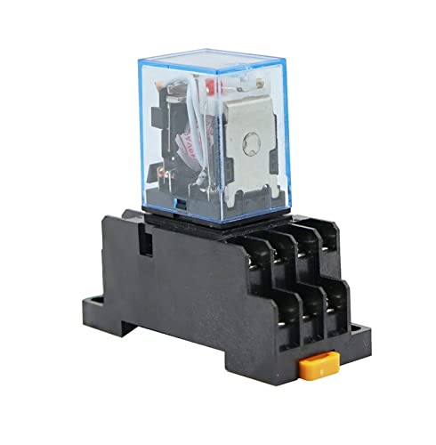 Relais 1 Satz MY4NJ Kleines elektromagnetisches Leistungsrelais AC 12 V 24 V 36 V 48 V 110 V 220 V 380 V Spule 4NO 4NC DIN-Schiene 14 Pins + Sockel Mini-Relais(Color:Ac,Size:220V) von ITCLEYMDZV
