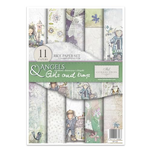ITD Collection - Reispapier Decopatch - Decoupage Papier - Motivpapier für Serviettentechnik - Rice Paper Sheets - A4 29,7 x 21 cm - Angels Girls and Boys - RP-022 von ITD Collection