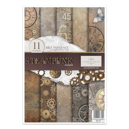 ITD Collection - Reispapier Kreativset A4 Decoupage Rice Paper Sheet 29,7 x 21 cm Serviettentechnik Mehrfarben (Steampunk, RP023) von ITD Collection