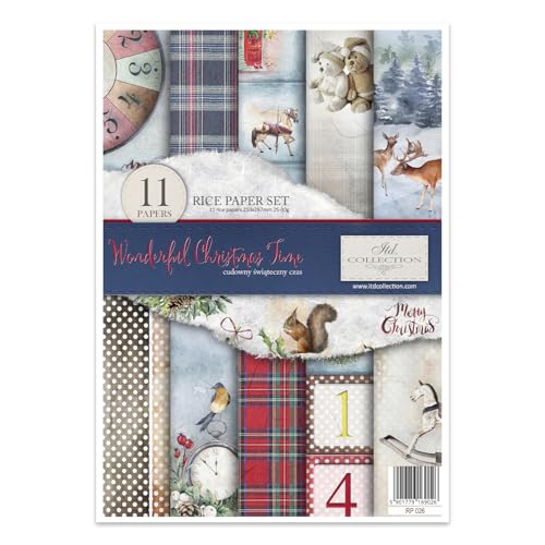 ITD Collection - Reispapier Kreativset A4 Decoupage Rice Paper Sheet 29,7 x 21 cm Serviettentechnik Mehrfarben (Wonderful Christmas Time, RP026) von ITD Collection
