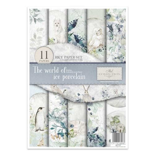 ITD Collection - Reispapier Kreativset A4 Decoupage Rice Paper Sheet 29,7 x 21 cm Serviettentechnik Mehrfarben (The World of Ice Porcelain, RP027) von ITD Collection