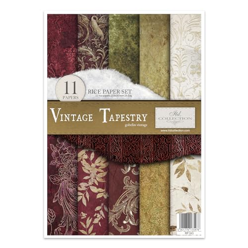 ITD Collection - Reispapier Kreativset A4 Decoupage Rice Paper Sheet 29,7 x 21 cm Serviettentechnik Mehrfarben (Vintage Tapestry, RP043) von ITD Collection