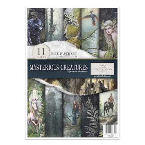 ITD Collection - Decoupage Papier A4 - Decopatch Papier 29,7 x 21 cm - Scrapbooking - Dekorpapier für DIY Alben Bullet Journals (RP066 - Mysterious Creatures) von ITD Collection