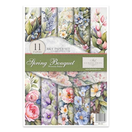ITD Collection - Reispapier Decopatch - Decoupage Papier - Motivpapier für Serviettentechnik - Rice Paper Sheets - A4 29,7 x 21 cm - Spring Bouquet - RP-070 von ITD Collection