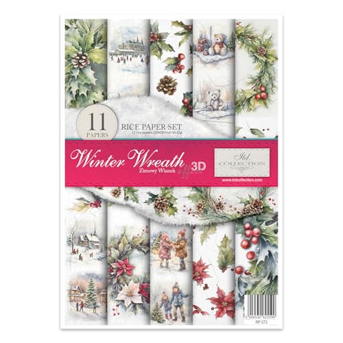 ITD Collection - Reispapier Decopatch - Decoupage Papier - Motivpapier für Serviettentechnik - Rice Paper Sheets - A4 29,7 x 21 cm - Winter Wreath - RP-073 ITD Collection - Reispapier Decopatch - Decoupage Papier - Motivpapier für Serviettentechnik - Rice Paper Sheets - A4 29,7 x 21 cm - Winter Wreath - RP-073 von ITD Collection
