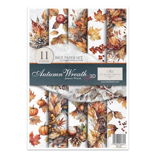 ITD Collection - Reispapier Decopatch - Decoupage Papier - Motivpapier für Serviettentechnik - Rice Paper Sheets - A4 29,7 x 21 cm - Autumn Wreath - RP-076 von ITD Collection