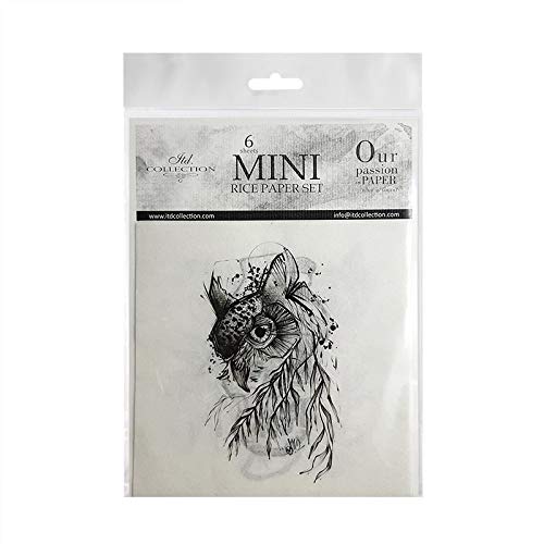 ITD Collection - Mini Reispapier Kreatives Set 14,8 x 14,8 cm (6 Blätter), Decoupage Reispapiere für Basteln, Papier zum Dekoration, Mehrfarbig (RSM012 von ITD Collection