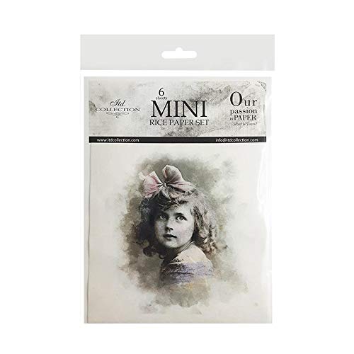 ITD Collection - Mini Reispapier Kreatives Set 14,8 x 14,8 cm (6 Blätter), Decoupage Reispapiere für Basteln, Papier zum Dekoration, Mehrfarbig (RSM015), Retro polka dots von ITD Collection